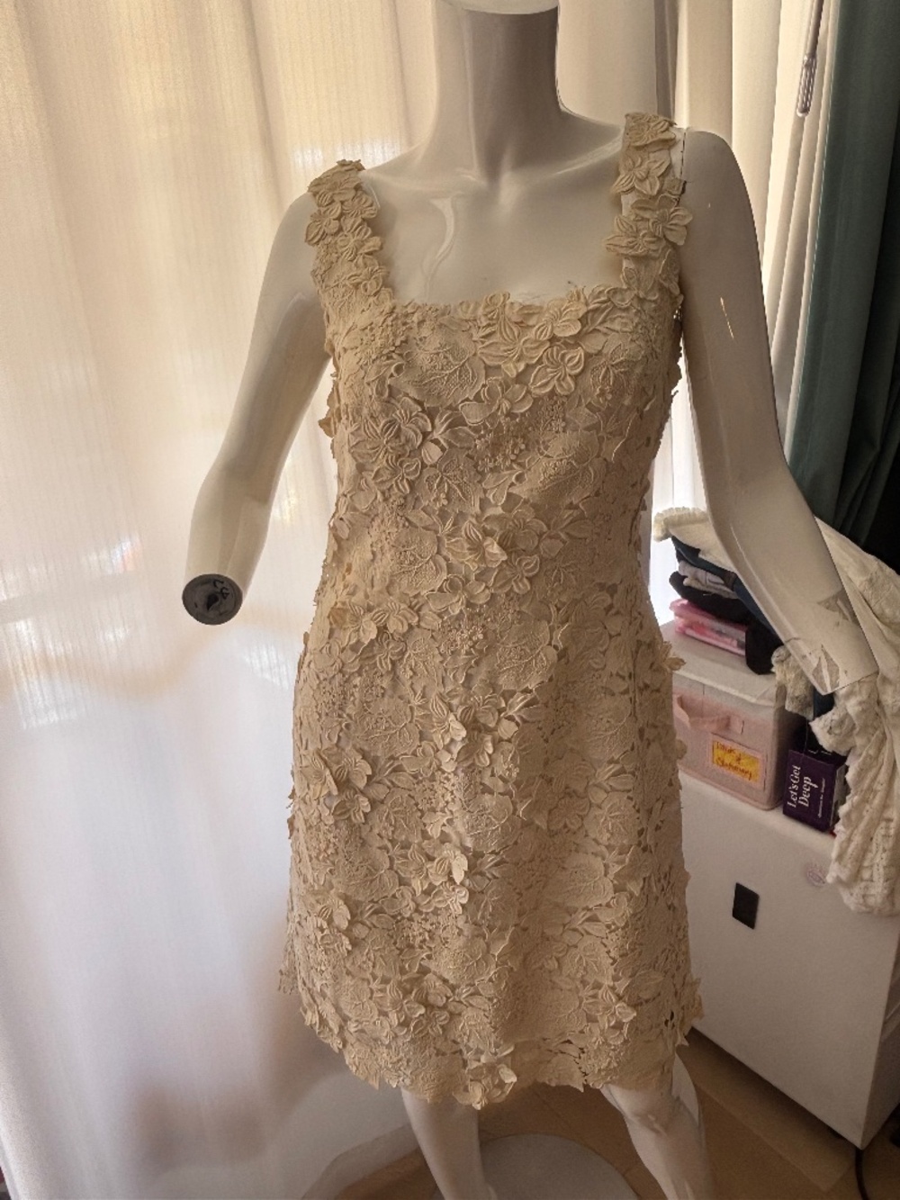 Vintage 60s Handmade Floral Detail Dress